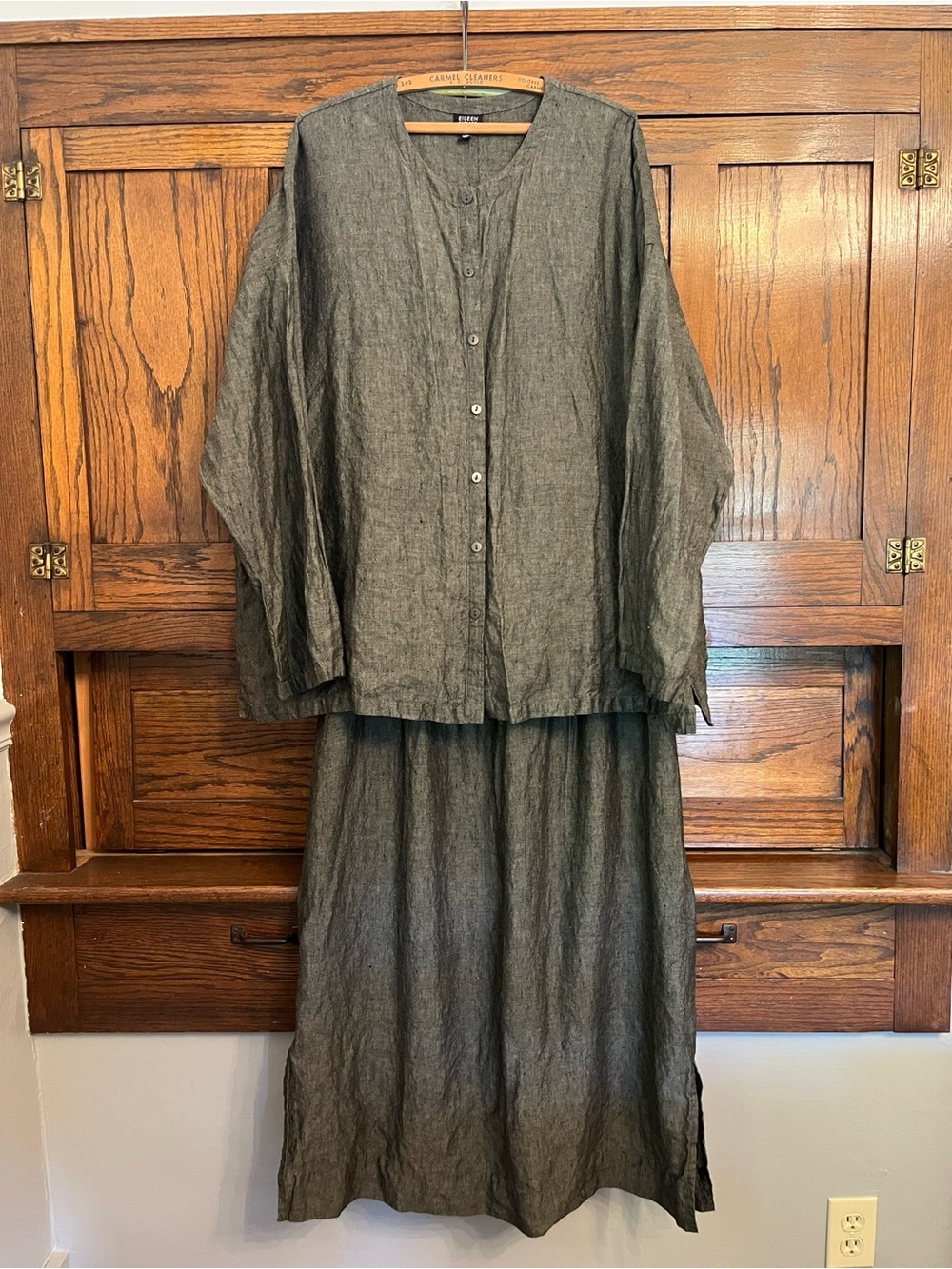 Eileen Fisher 3-Piece Irish Linen Gray Jacket, Tank, Skirt, 2X - Picture 2 of 16